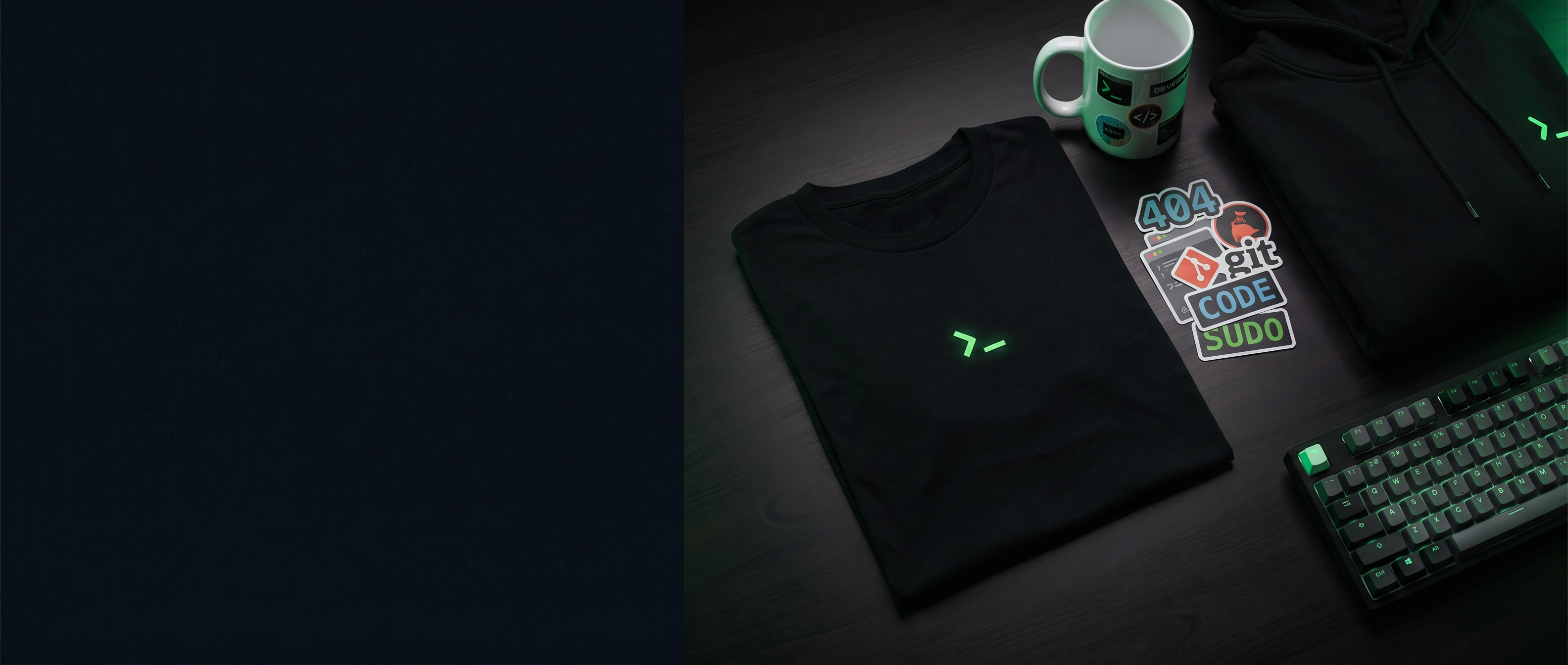 Ctrl Alt Tee merch on a desk