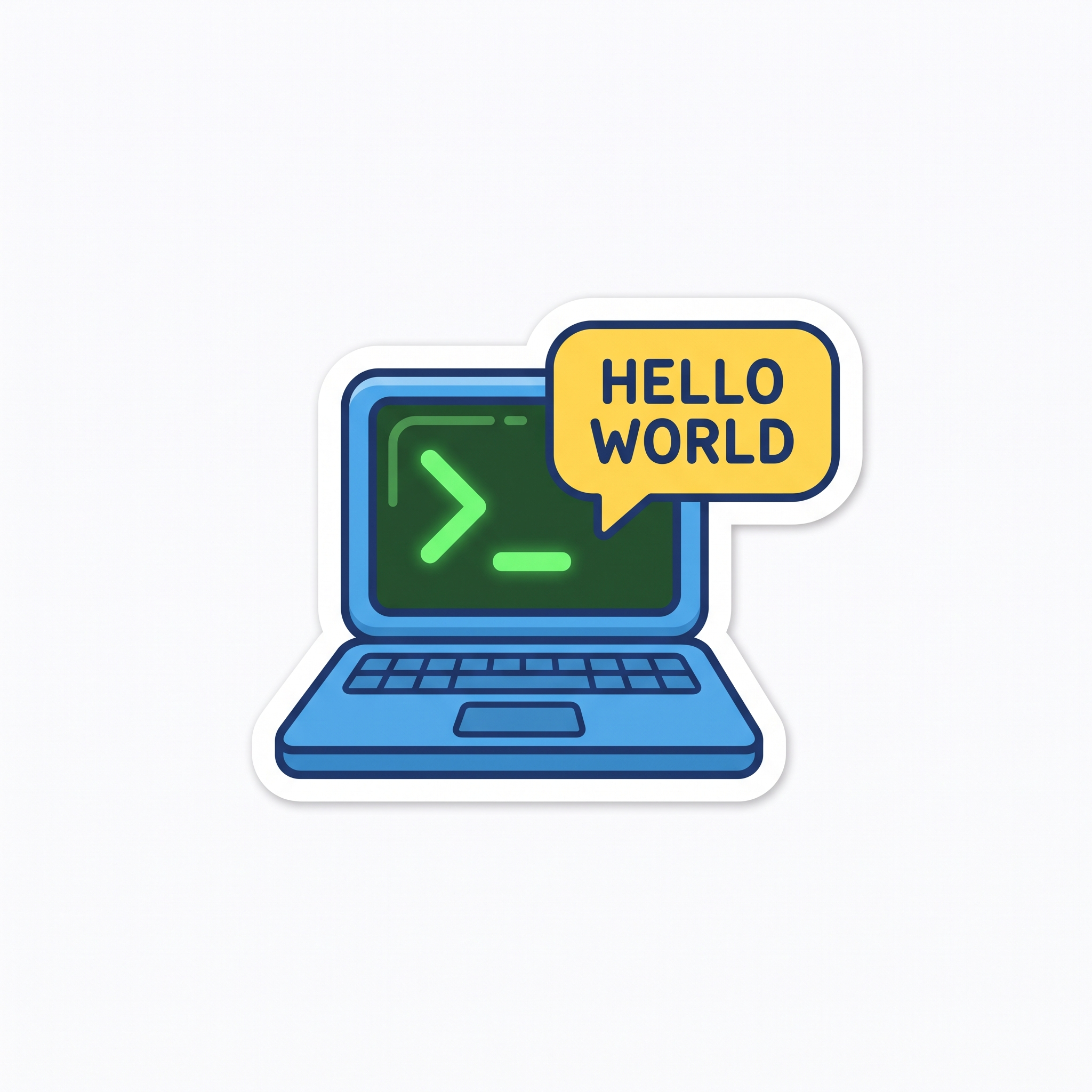Hello World laptop sticker
